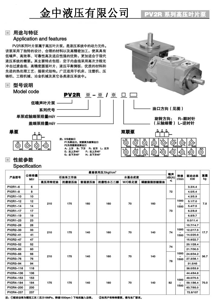 低噪音定量叶片泵