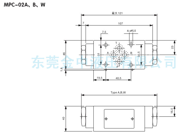 MPC-02叠加阀安装尺寸|液压阀