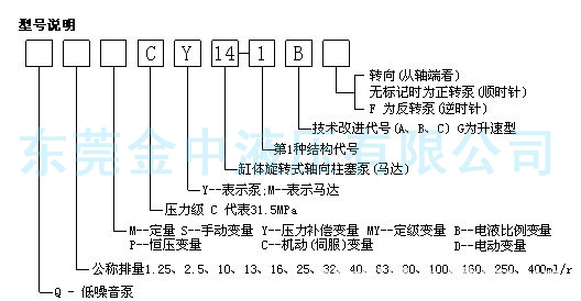 YCY斜盘柱塞泵型号说明
